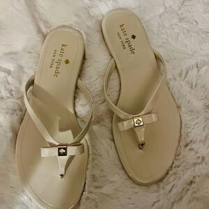 NWOT Kate Spade Beige Sandals with Bow Accent